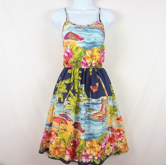 Frock Shop Dresses & Skirts - Frock Shop Cotton Beach Scene Dress Pockets Size M